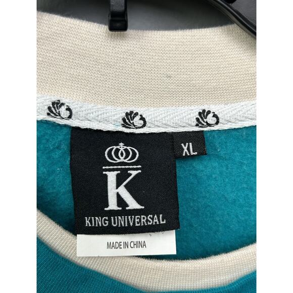 King Universal Peacock Sweatshirt Womens XL Blue Embroidered Y2K Floral Retro - Picture 4 of 7